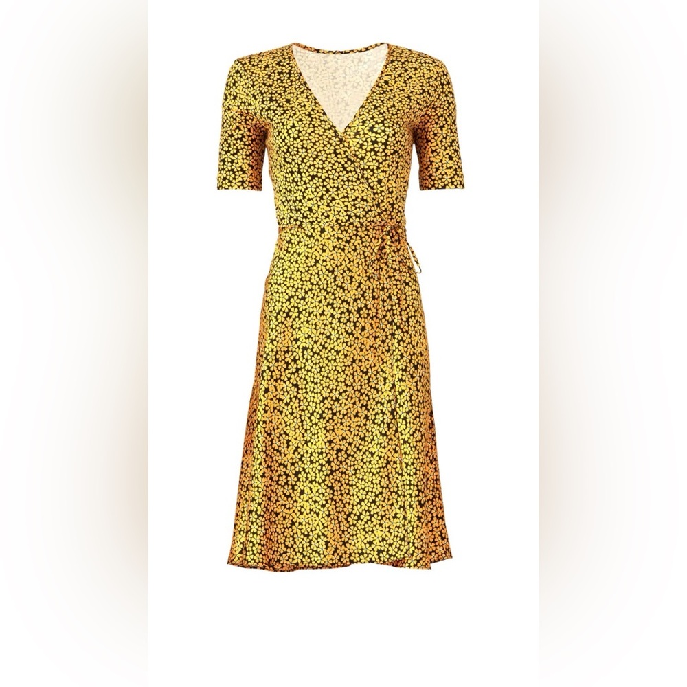 Diane Von Furstenberg Black and Yellow Floral Dress
